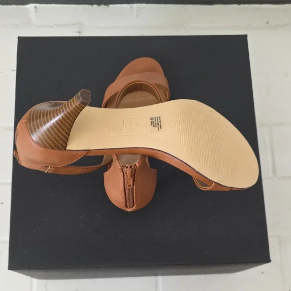 Style & Co. Cognac Open-Toe Ankle-Strap Heels - Picture 4 of 6
